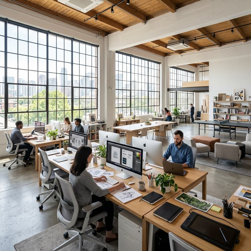 Open-plan design studio workspace