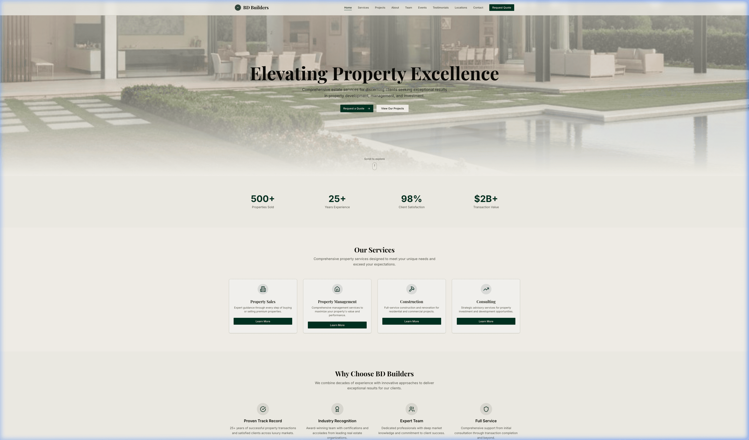 BD Builders live website screenshot preview
