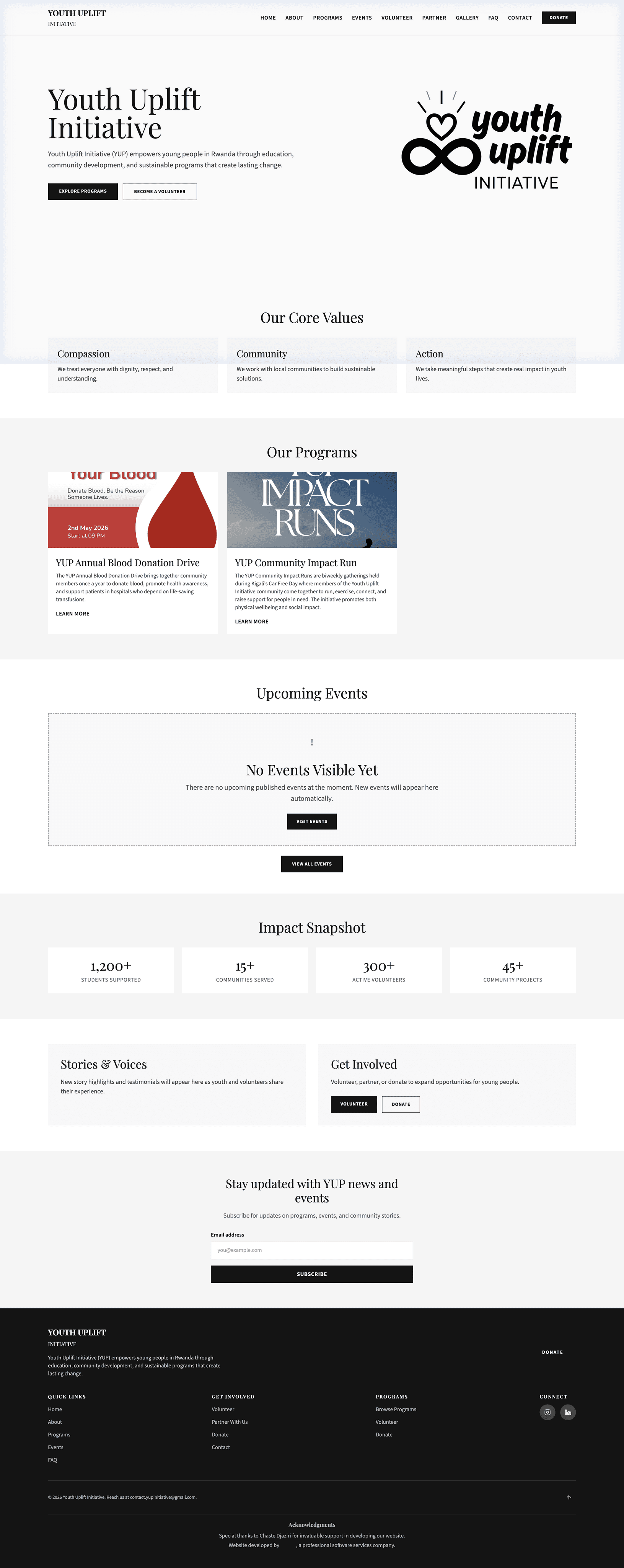 Youth Uplift Initiative live website screenshot preview